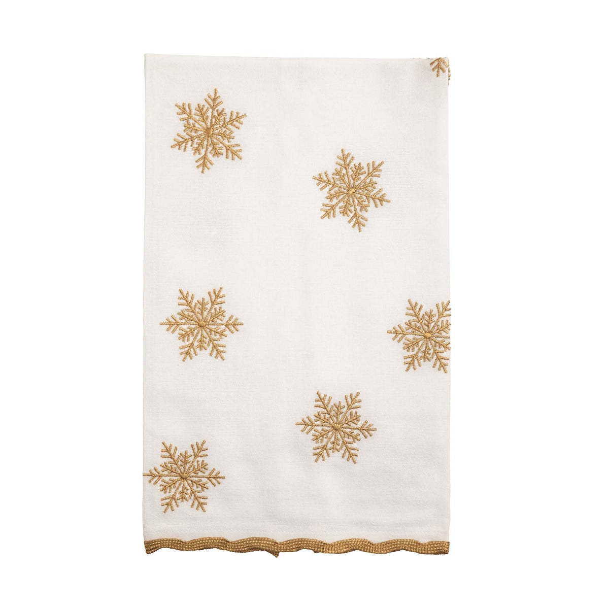 Gold Snowflake Embroidered Hand Towel, White - Lavish Boutique11-GIFTS