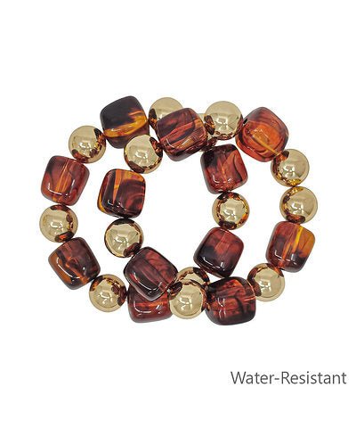 Two-strand square bead bracelet