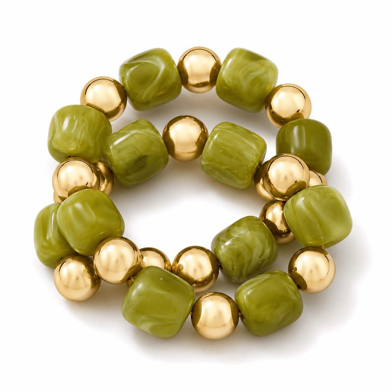 Two-row beaded stretch bracelet