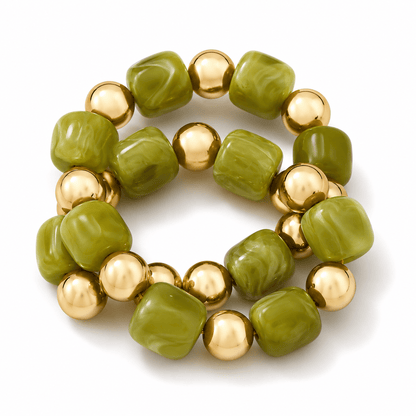 Two-row beaded stretch bracelet