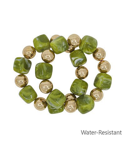 Beaded bracelet with squared stone beads