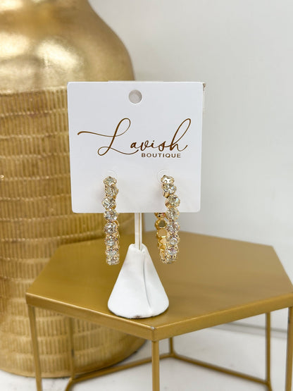 Crystal-set gold hoop earrings