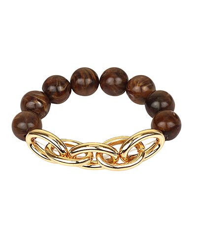 Golden Stella Chunky Chain & Marble Bead Bracelet - Lavish Boutique09-JEWELRY