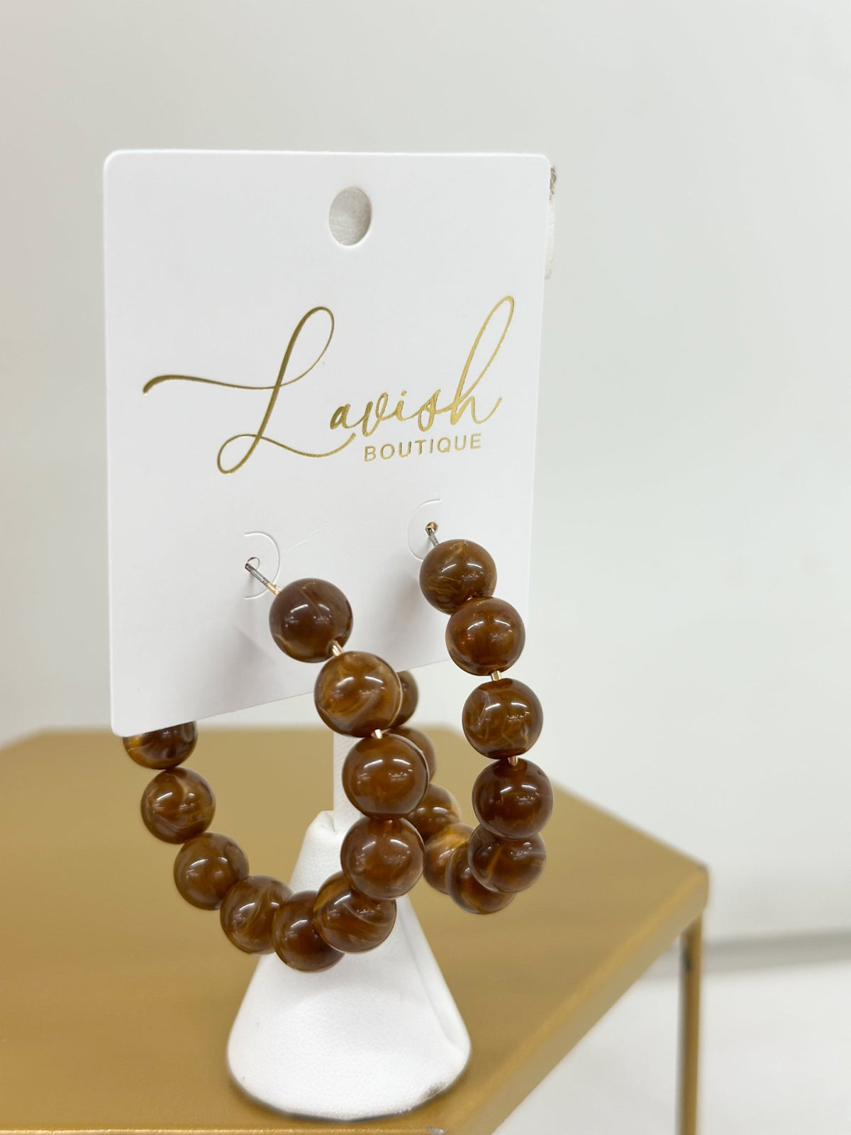 Golden Stella Marble Stone Hoop Earrings - Lavish Boutique09-JEWELRY