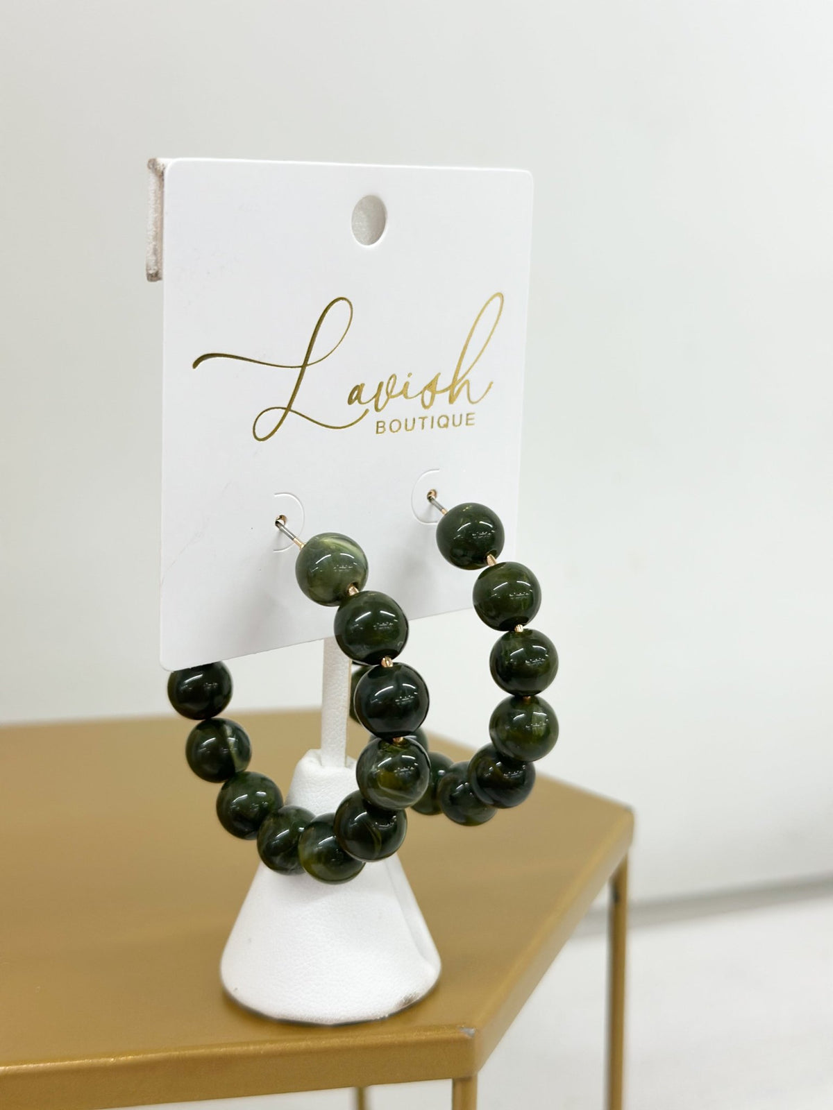 Golden Stella Marble Stone Hoop Earrings - Lavish Boutique09-JEWELRY