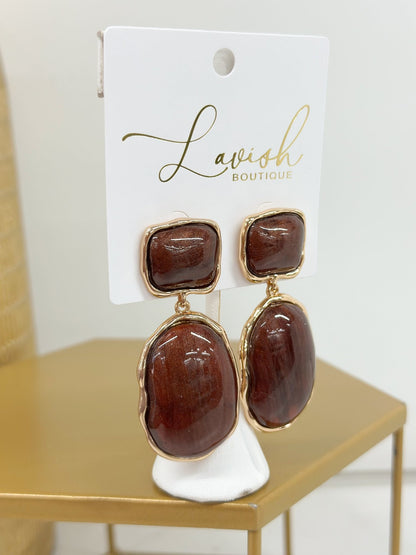 Marble stone drop earrings in mixed geometric shapes