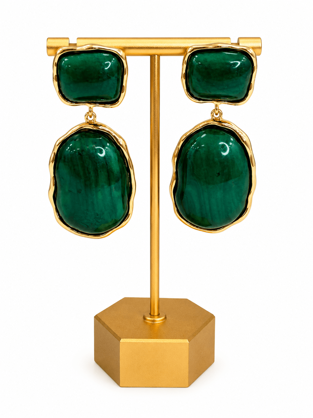 Two-shape marble stone dangle earrings