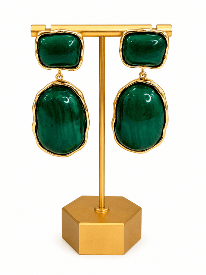 Two-shape marble stone dangle earrings