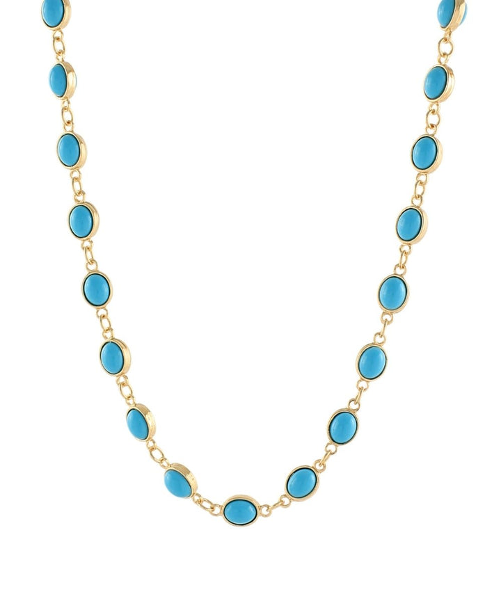 Golden Stella Oval Stone Necklace - Lavish Boutique09-JEWELRY