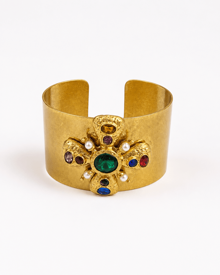 Golden Stella Pave Stone Baroque Cross Cuff - Lavish Boutique09-JEWELRY