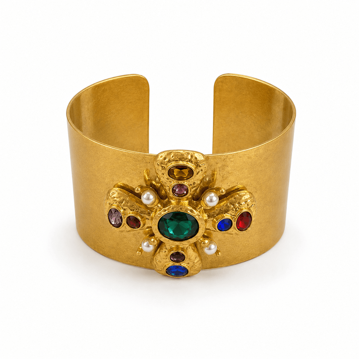 Baroque cross cuff set with pave crystals