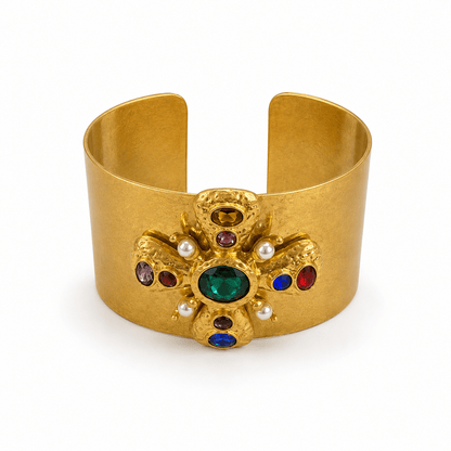 Baroque cross cuff set with pave crystals
