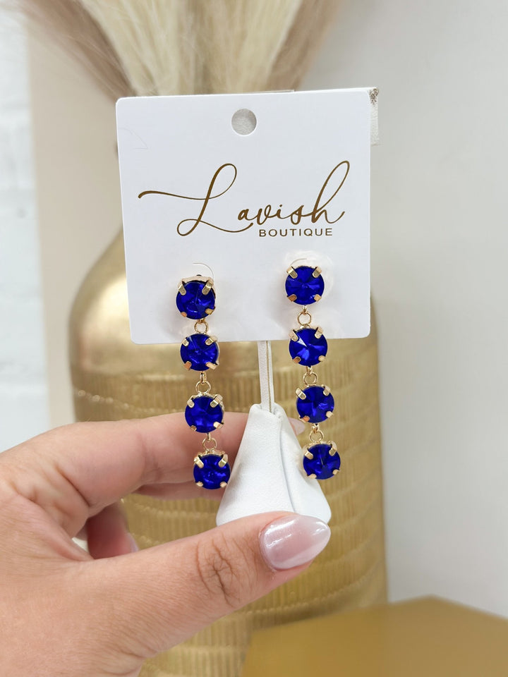 Pave glass drop earrings in a gold setting