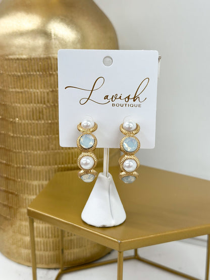 Pearl and opalescent glass beaded hoops