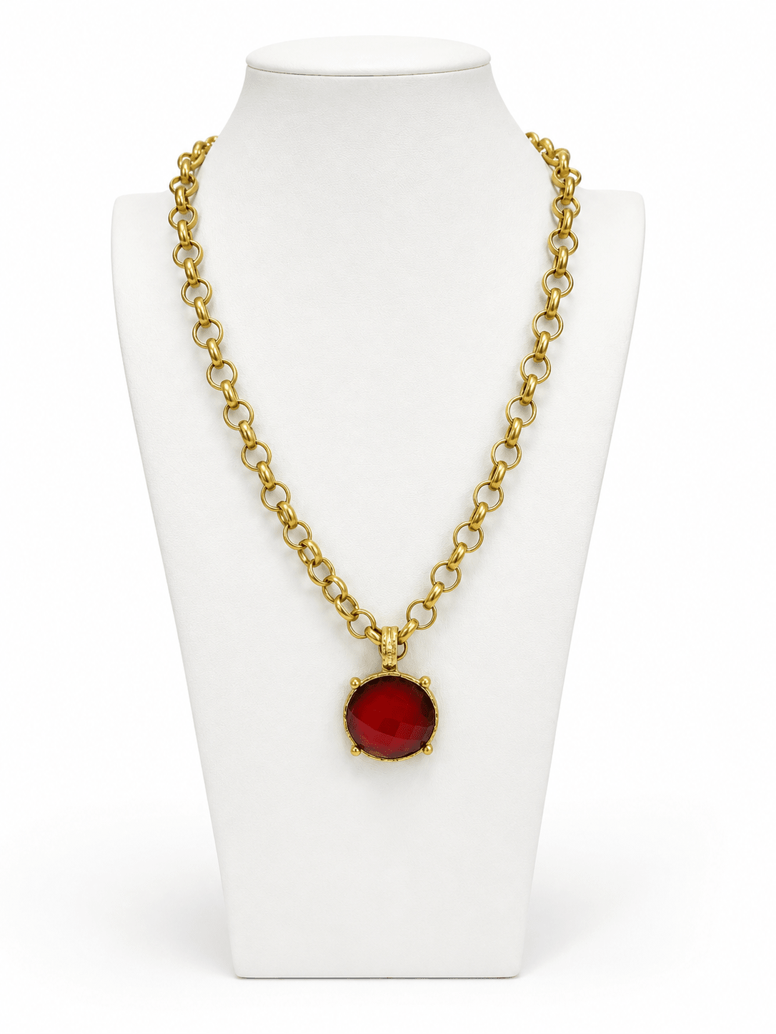 Golden Stella Round Stone Necklace - Lavish Boutique09-JEWELRY