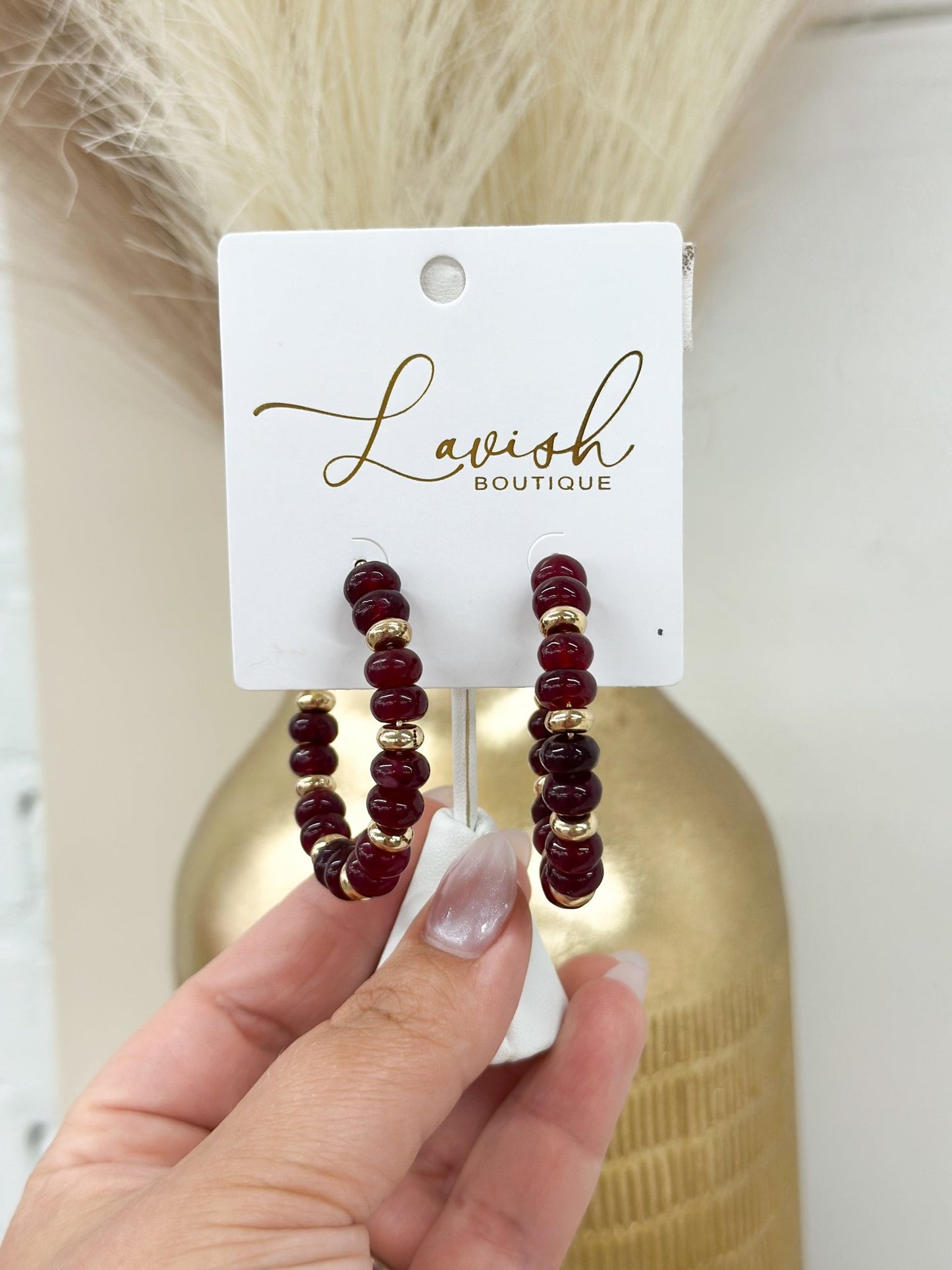 Semi precious stone earrings with metallic bead accents