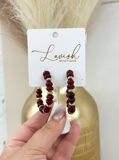 Semi precious stone earrings with metallic bead accents