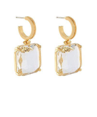 Squared drop earrings with faceted stones