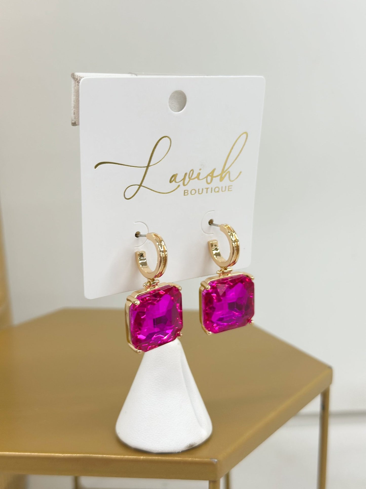 Geometric square drop earrings