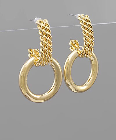 Golden Stella Twisted 3 Row & Circle Earrings - Lavish Boutique09-JEWELRY