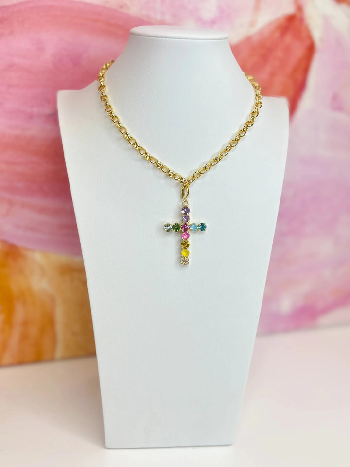 Grace Like Confetti Cross Necklace - Lavish Boutique09-JEWELRY