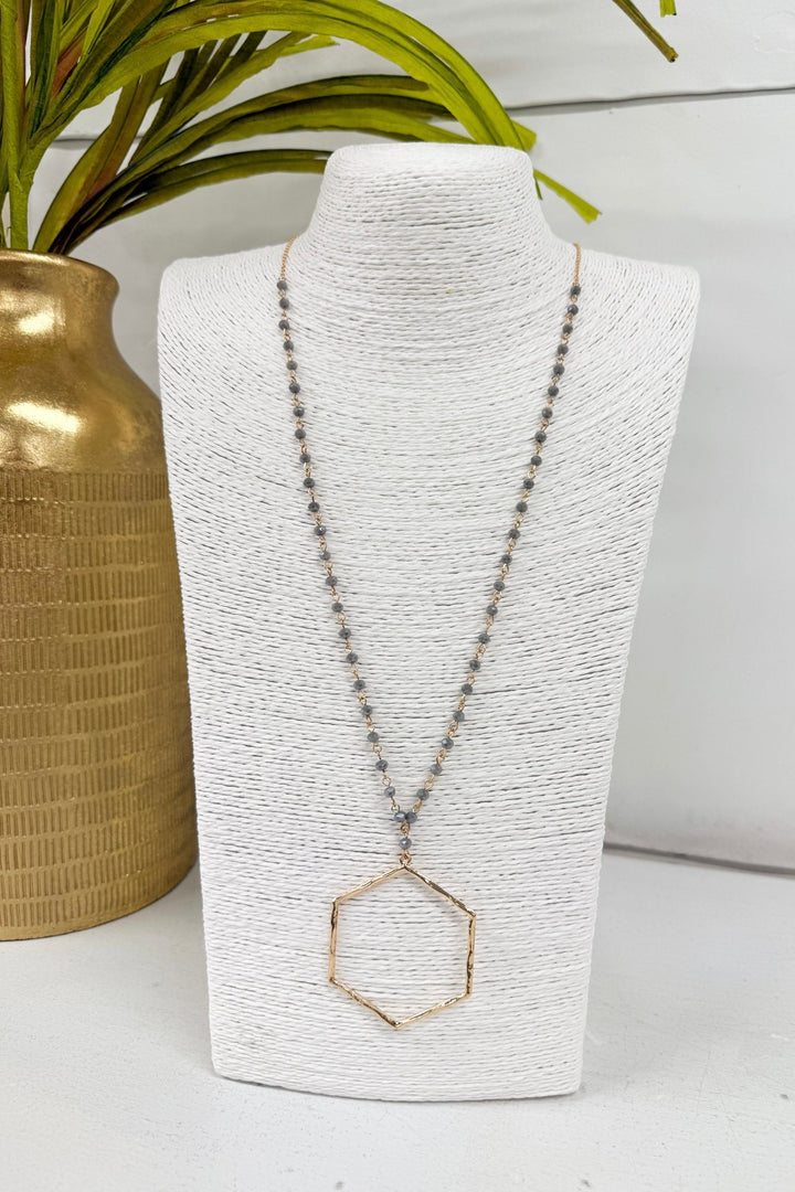 Gray and gold beaded necklace