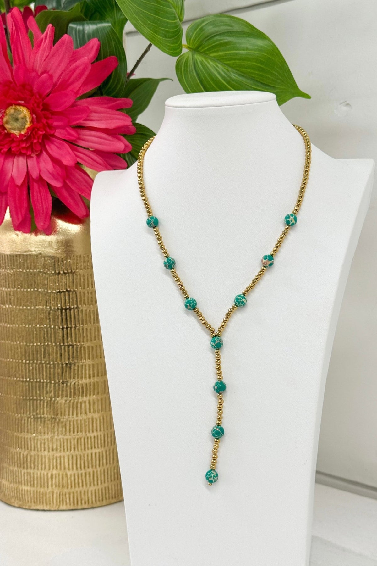 Green beaded necklace