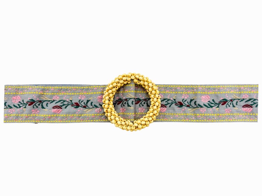 Grey Patterned Bead Buckle Belt - Lavish Boutique Accessories