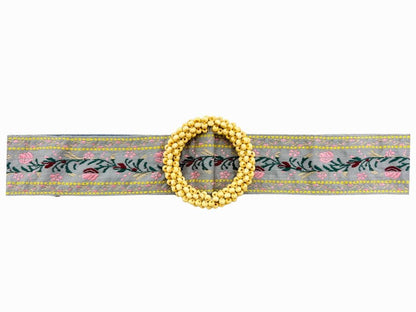 Grey Patterned Bead Buckle Belt - Lavish Boutique Accessories