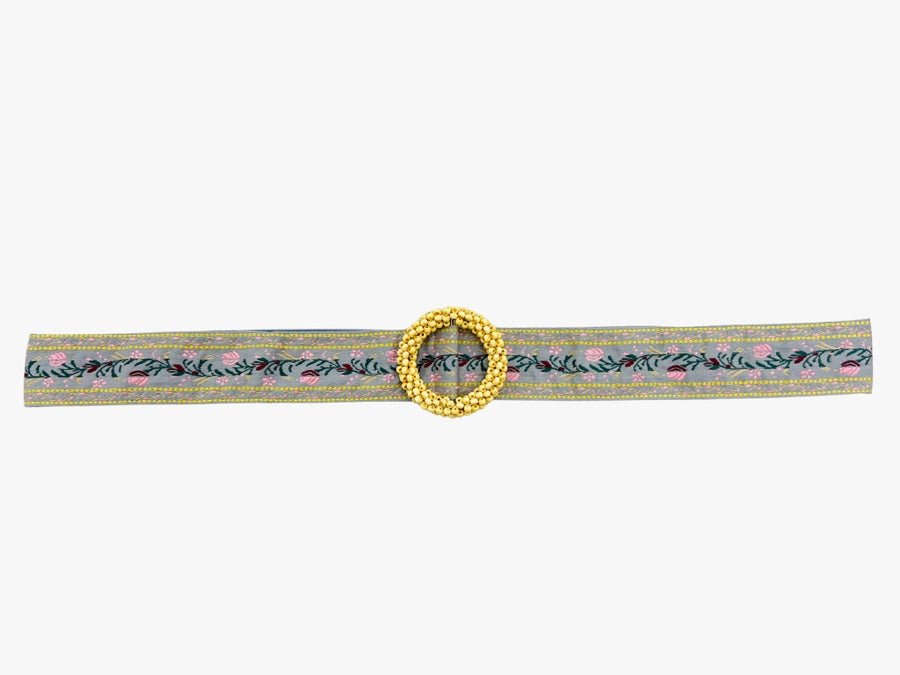 Grey Patterned Bead Buckle Belt - Lavish Boutique Accessories
