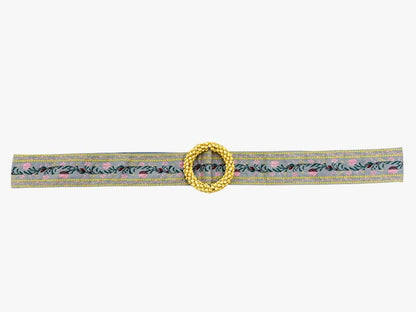Grey Patterned Bead Buckle Belt - Lavish Boutique Accessories