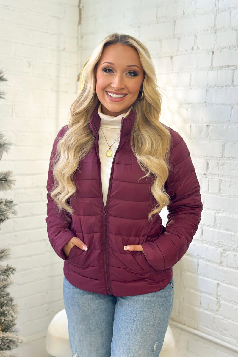 Burgundy Puffer Jacket