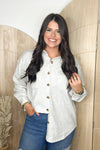 Heather White Fleece Button Up Shacket