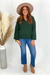 Hunter Green Drop Shoulder Knit Sweater