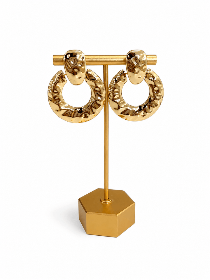 Hammered Door Knocker Earrings - Lavish Boutique