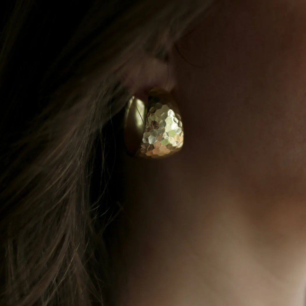Hammered Hoop Earrings - Lavish Boutique09-JEWELRY