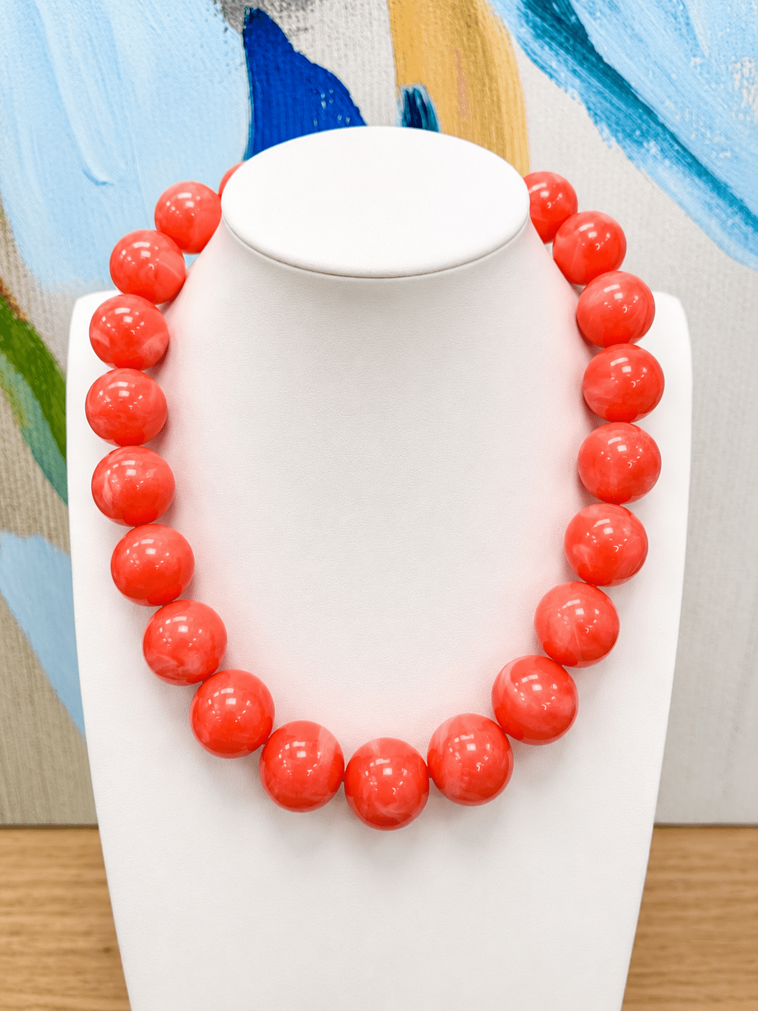 Coral peach chunky bead necklace