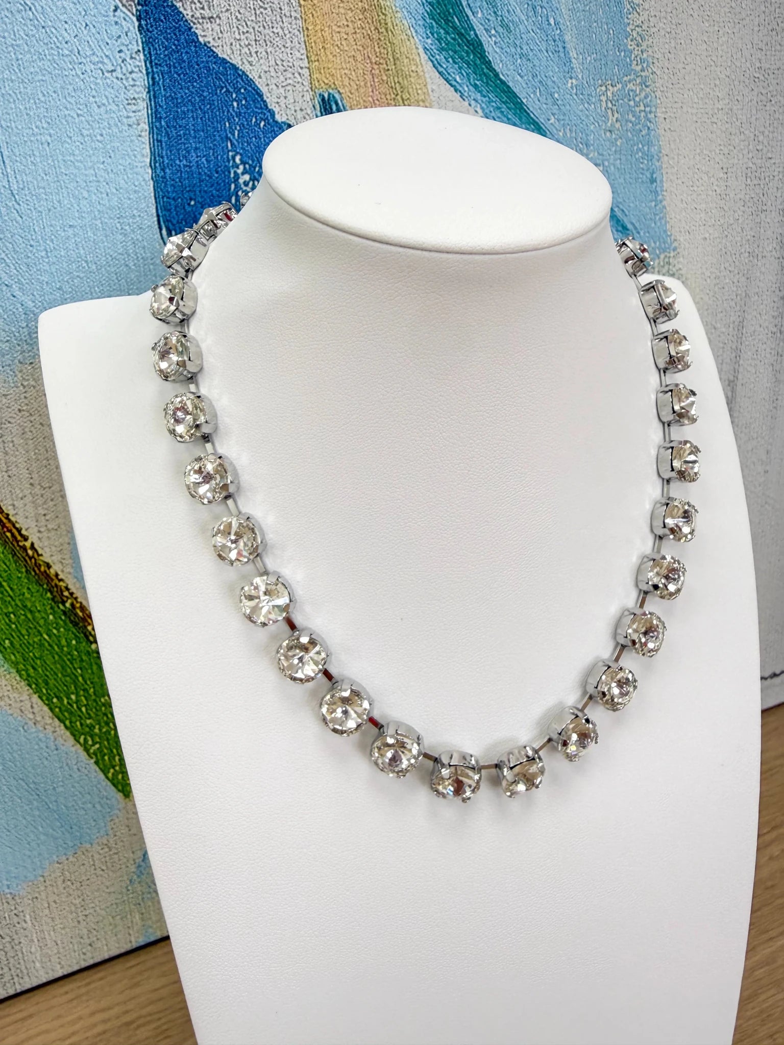 Gemstone strand necklace with gold-tone accents