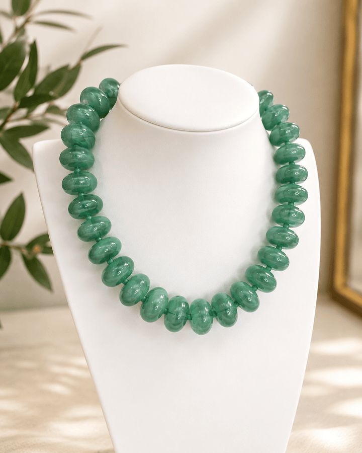 Hart Designs Marbled Oval Bead Necklace - Lavish Boutique09-JEWELRY