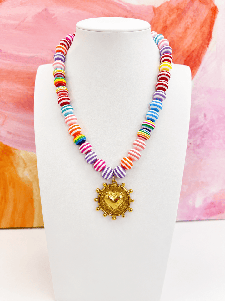 Hart Designs Multi Color Gold Heart Necklace - Lavish Boutique09-JEWELRY