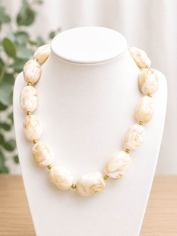 Hart Designs Square Marbled Necklace - Lavish Boutique09-JEWELRY