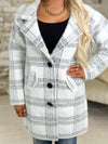 White and Black Long Coat With Pockets