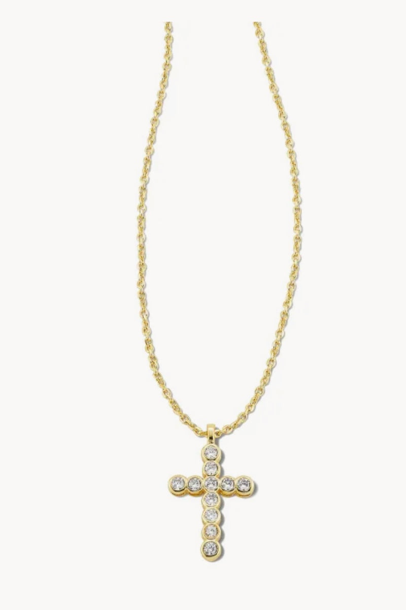 Kendra Scott Cross Crystal Pendant Necklace Gold