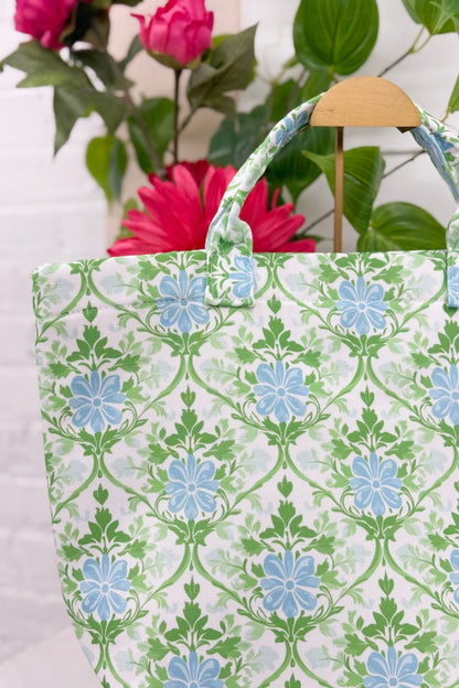 Heirloom floral patterned canvas tote bag
