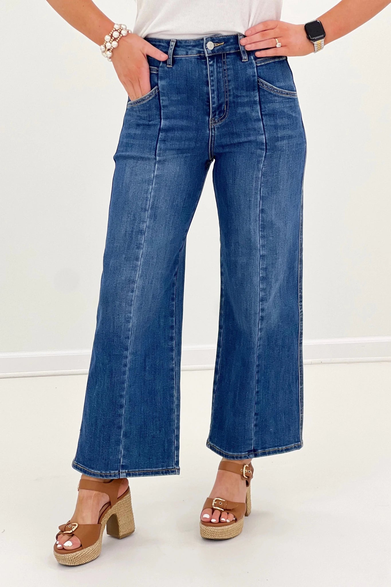 High Rise Front Seam Wide Leg Jean | Lavish Boutique High Rise Front Seam Wide Leg Jean | Lavish Boutique