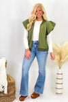 JY80702SA Olive Ruffle Textured Jacket Vest