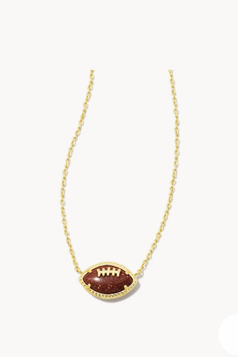 Kendra Scott Football Gold Orange Short Pendant Necklace
