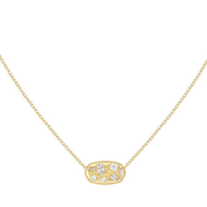 Gold necklace with a white cubic zirconia crystal pendant