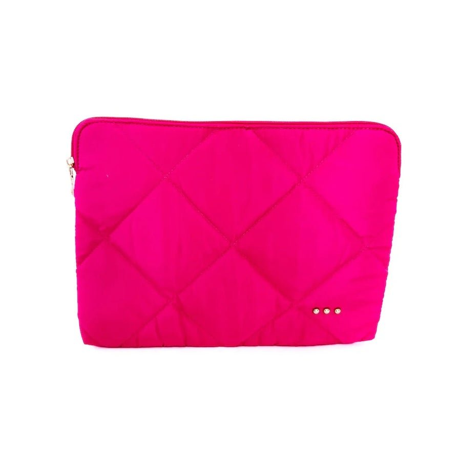 Hot pink quilted puffer laptop sleeve