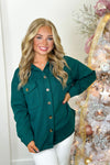 Hunter Green Textured Long Sleeve Shacket